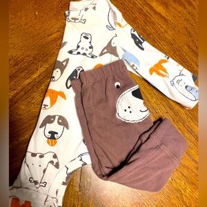 Carter's Infant 6M Outfit Set W/ long sleeve onesie & brown pants W/ Puppies